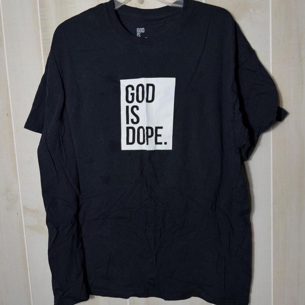 God-is-dope Men's Black and Navy T-shirt